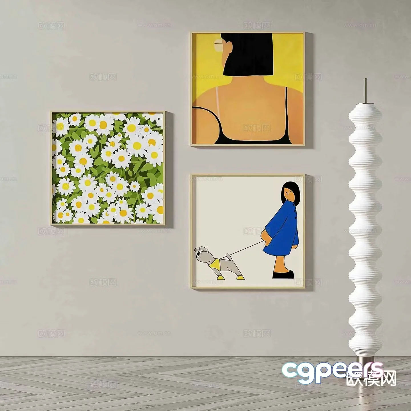 Modern art painting cartoon painting decorative painting 3d model