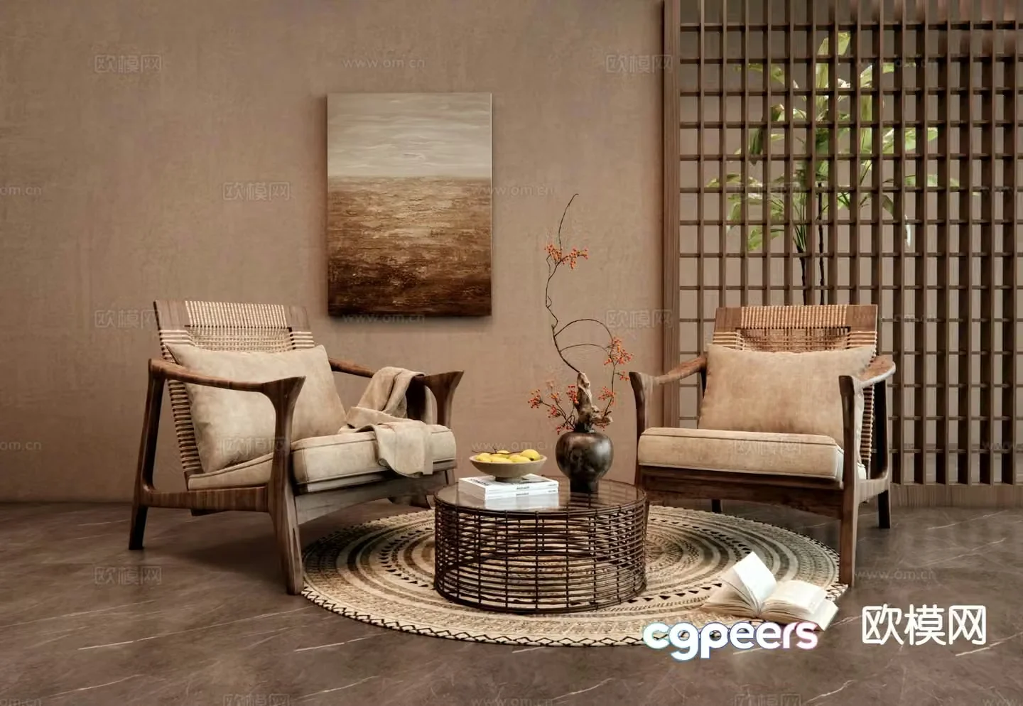 wabi-sabi armchair chair leisure chair 3d model
