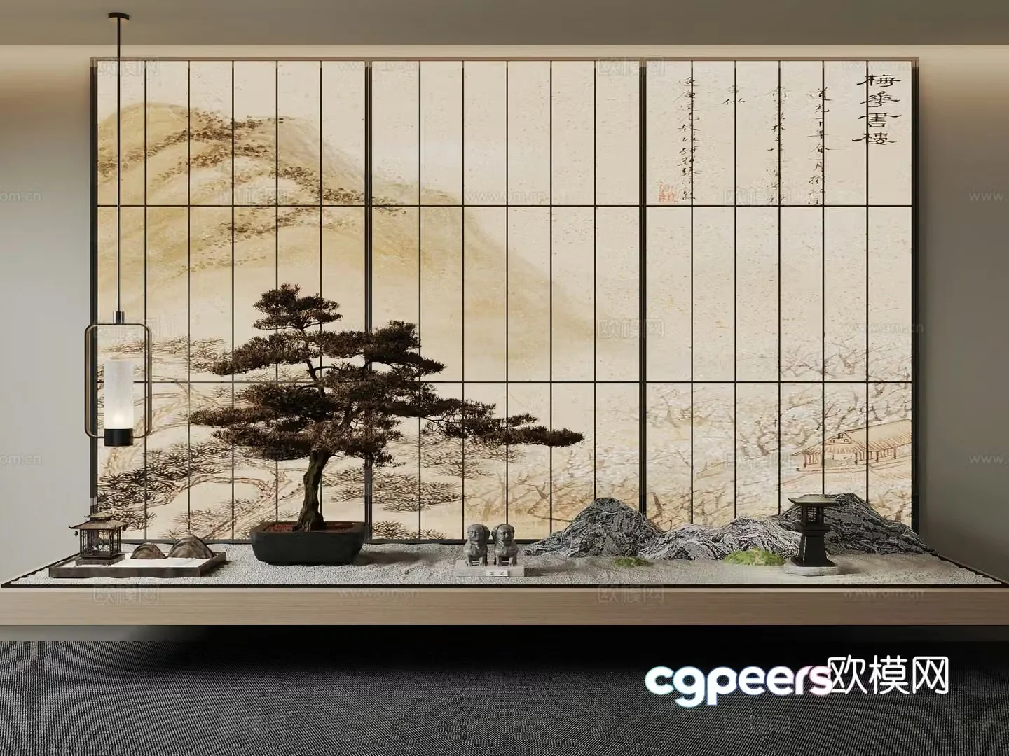 New Chinese style landscape sketch rockery stone 3D model