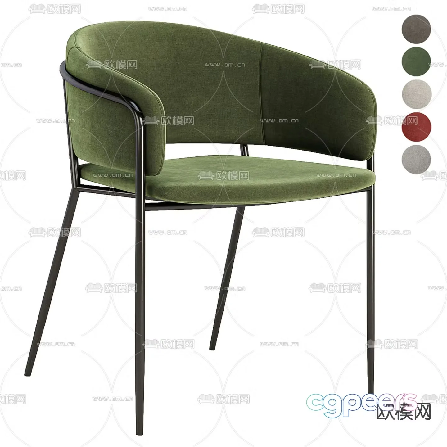 Runnie modern fabric dining chair single chair 3d model