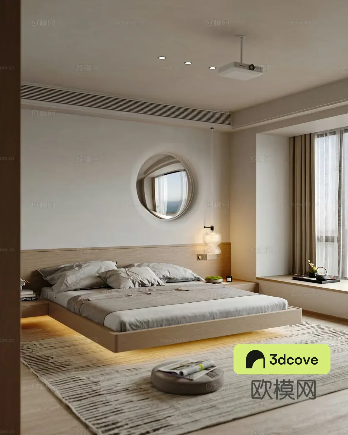 Creamy Bedroom Master Bedroom Elderly Room Suspended Bed