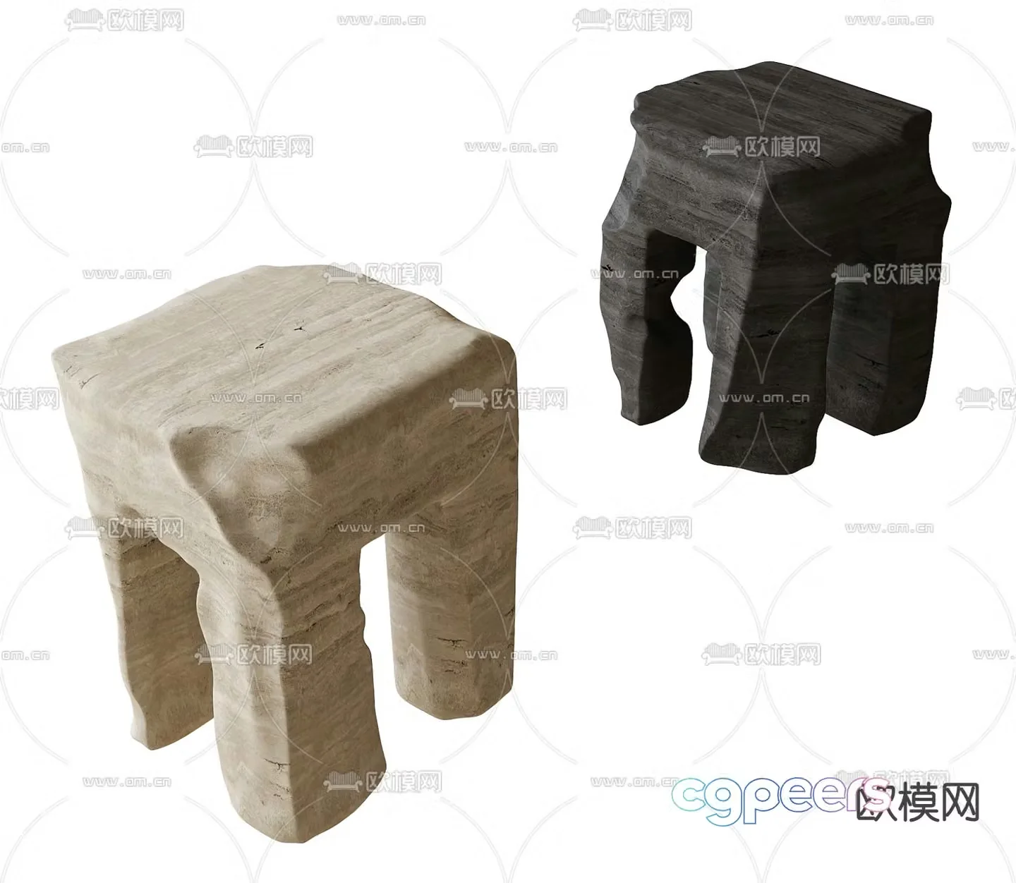 Modern stone stool 3d model