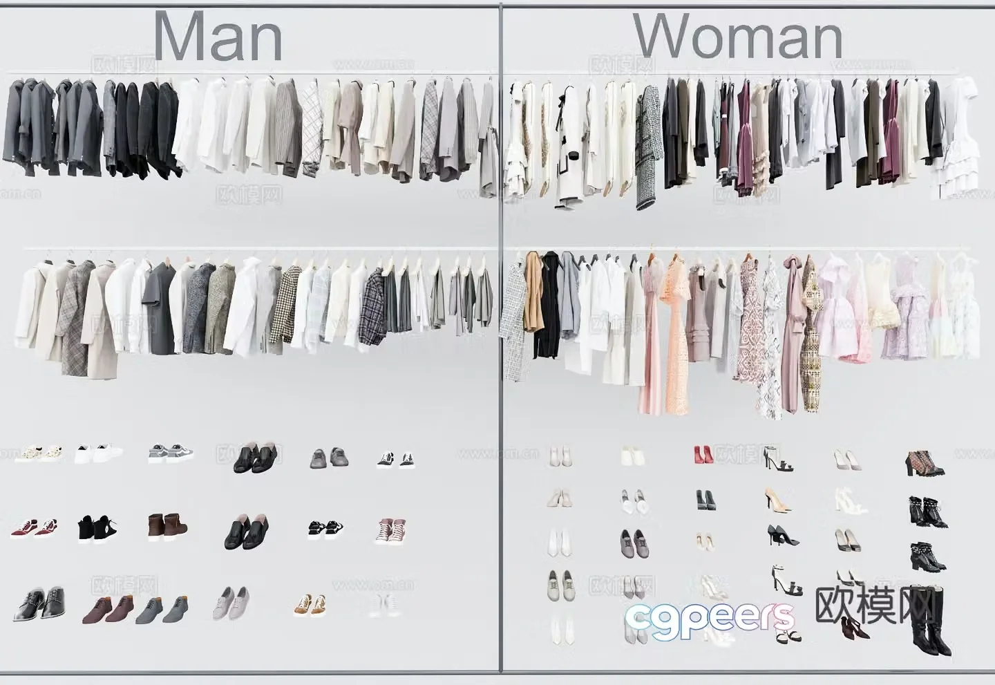 Women’s clothes coat shoes skirt 3d model
