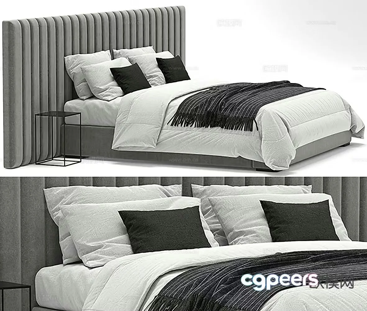 Modern double bed 3d model
