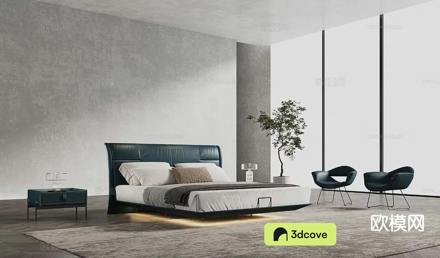 Leather double bed