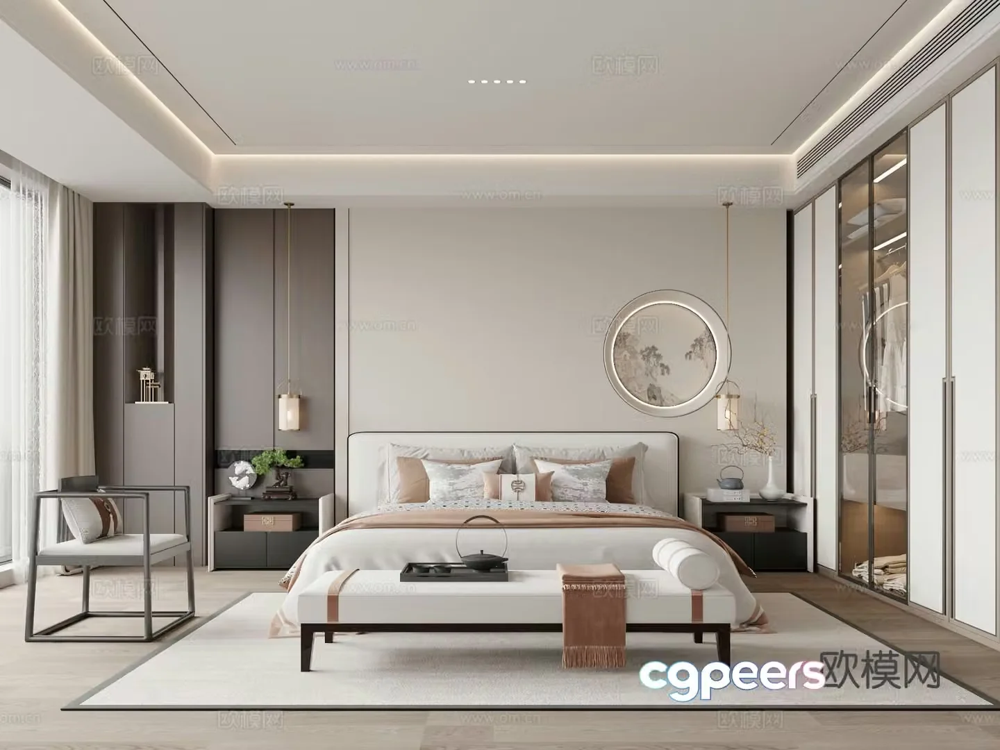 New Chinese style bedroom master bedroom 3d model