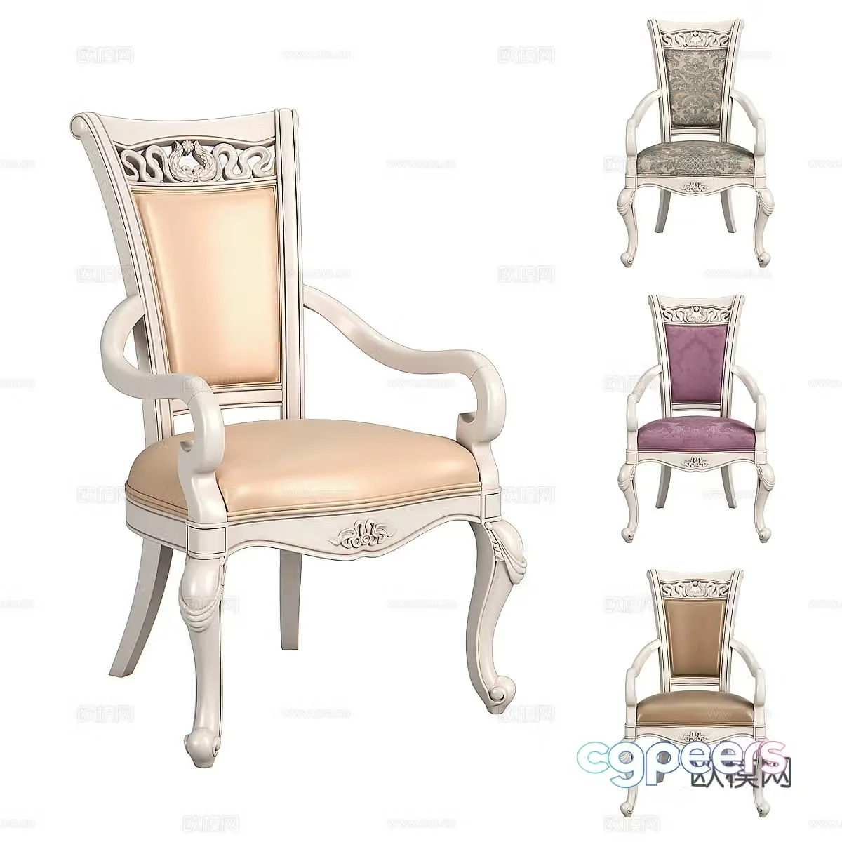 French American casual chair 3d model
