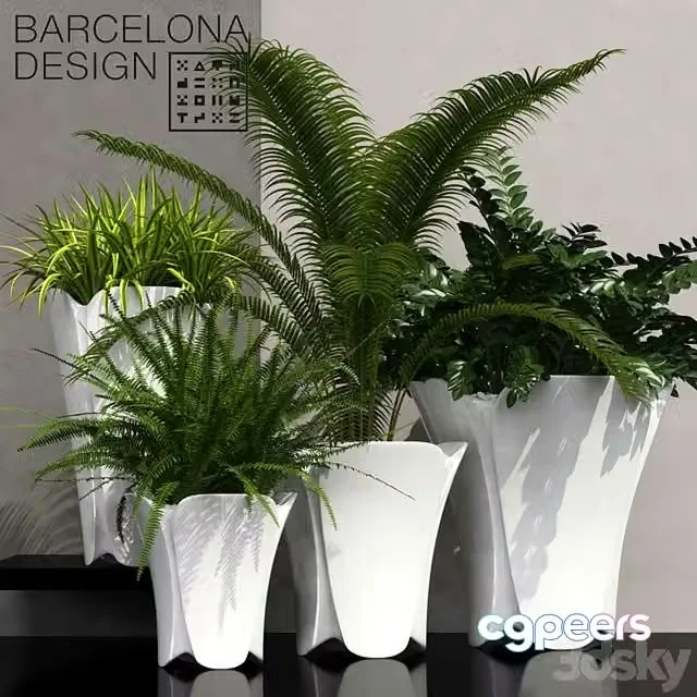 3ds Max Free – Barcelona design flowerpots set 02