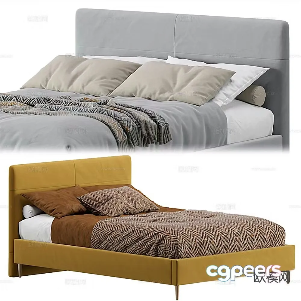 Modern double bed 3d model