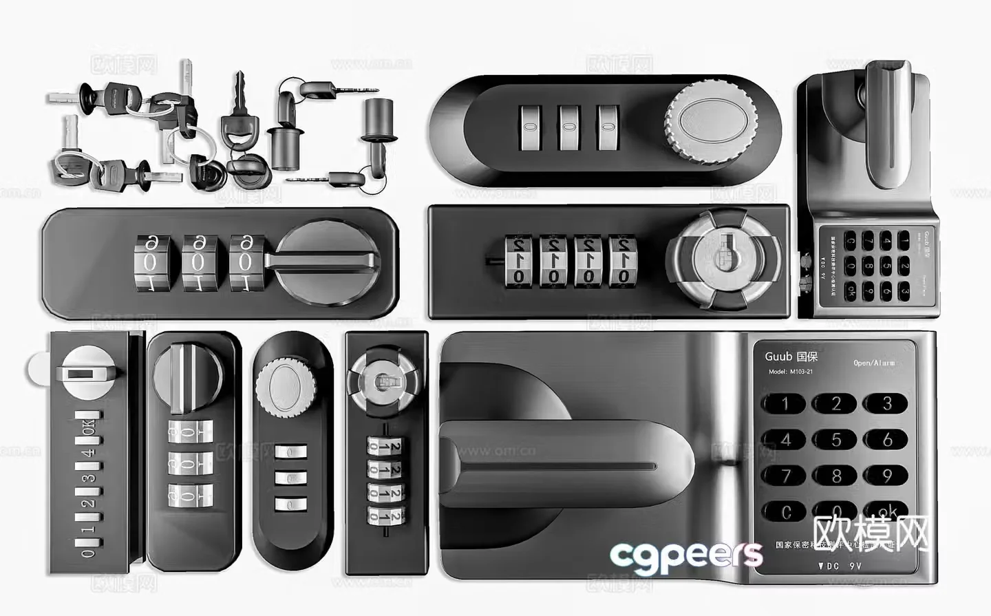 Modern password lock Password lock key Stainless steel lock Pin lock Triangle lock Hardware 3D model