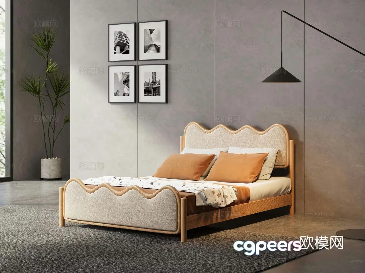 Nordic double bed 3d model