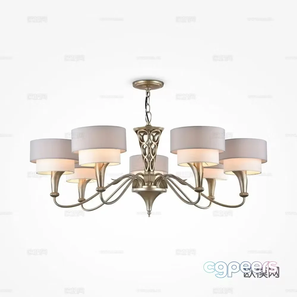 Modern light luxury fabric chandeliers 3D model