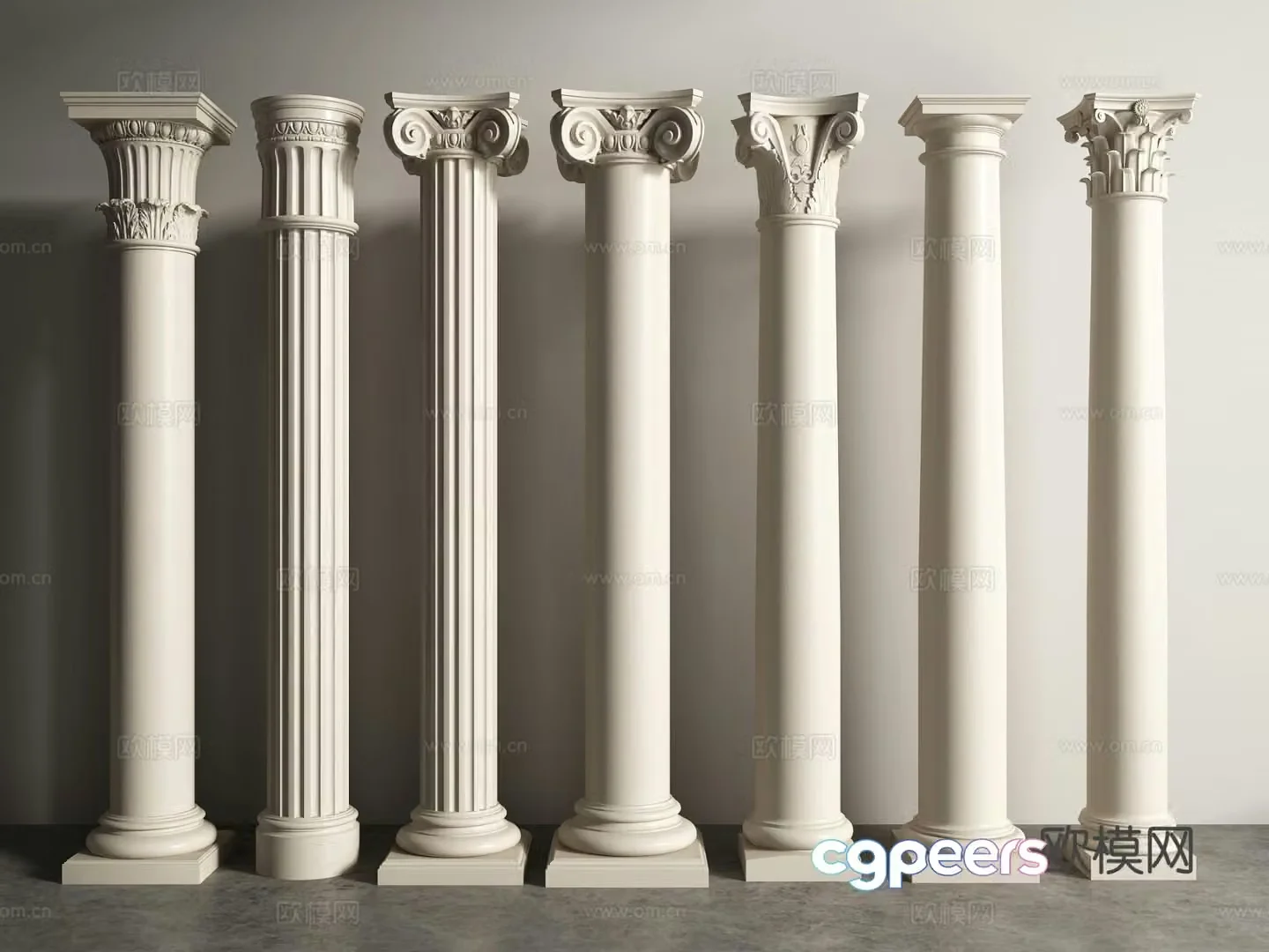 European columns Roman columns plaster columns 3D model