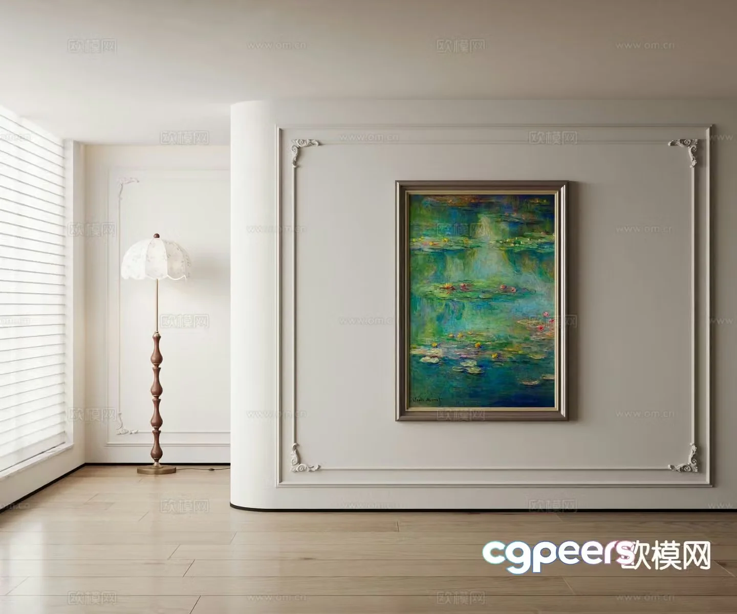 American decorative painting lotus painting oil painting 3d model