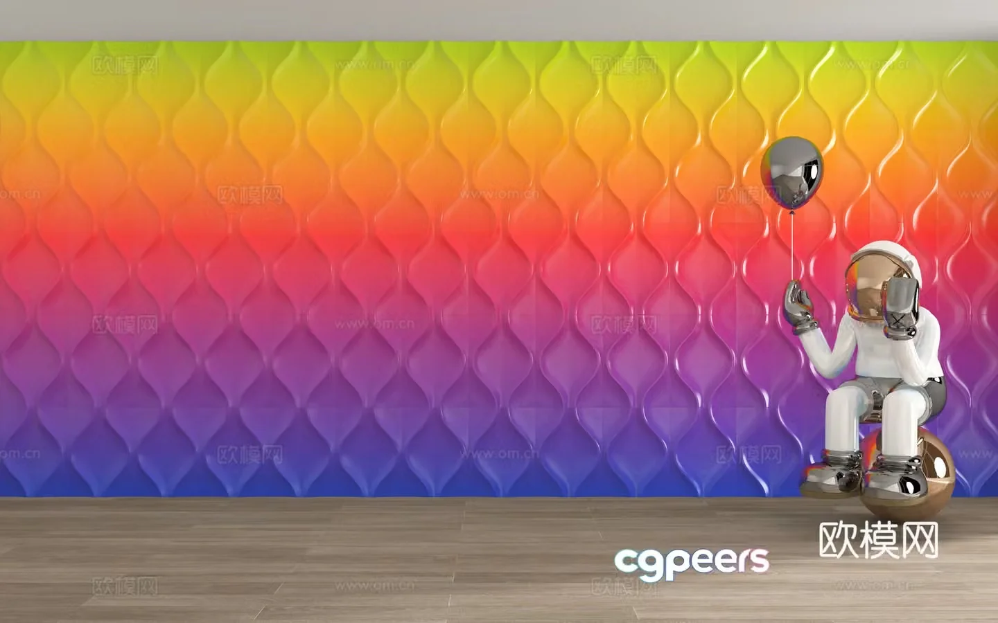 Modern gradient rainbow background wall three-dimensional wall 3D model