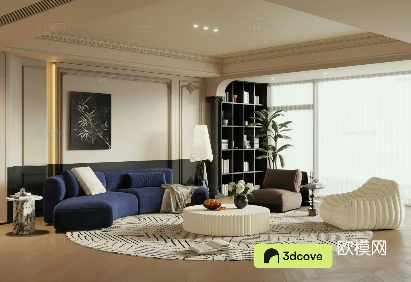 French home living room horizontal hall large flat living room black and white gray living room without owner lights