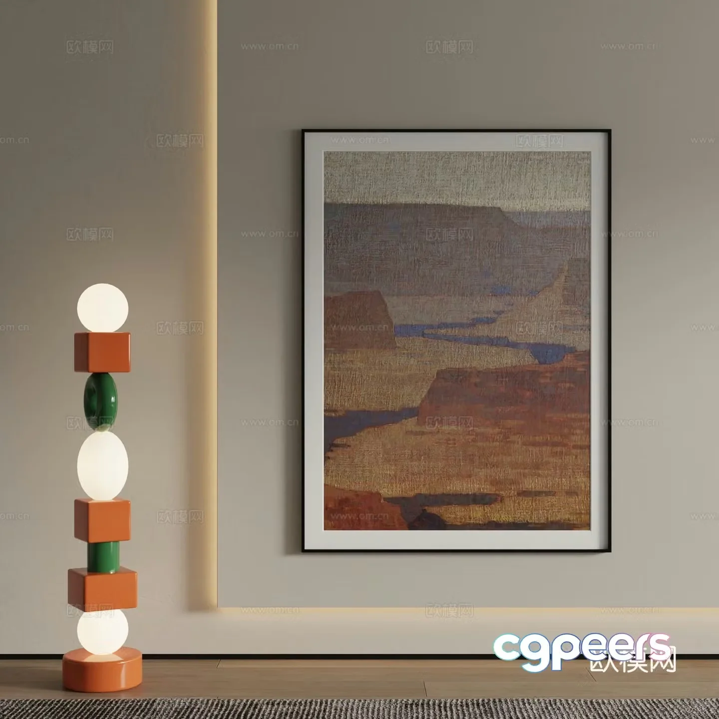 Modern decorative painting Texture painting 3d model