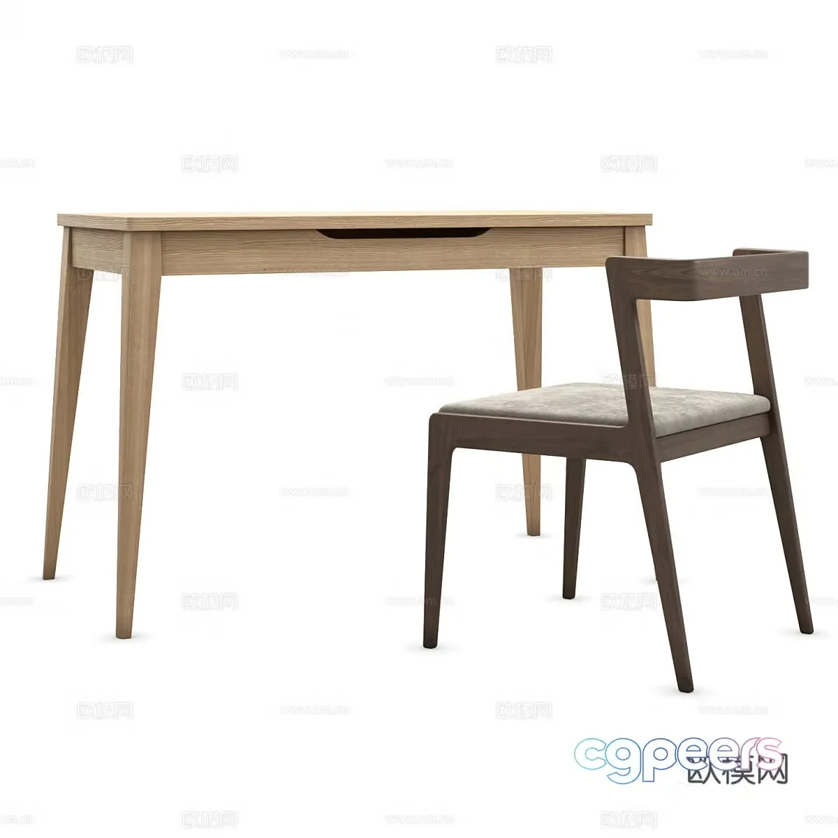 New Chinese style desk and chair 3D model