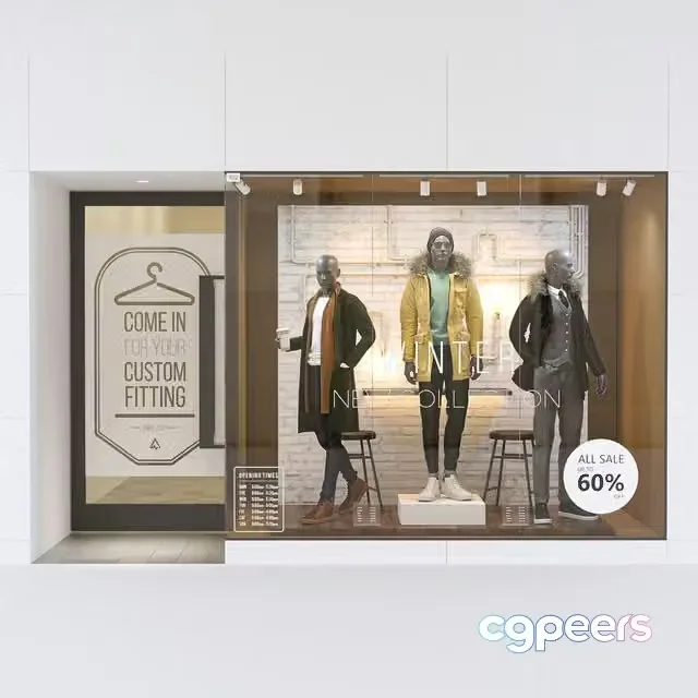 3ds Max Free – Shop front with male mannequin