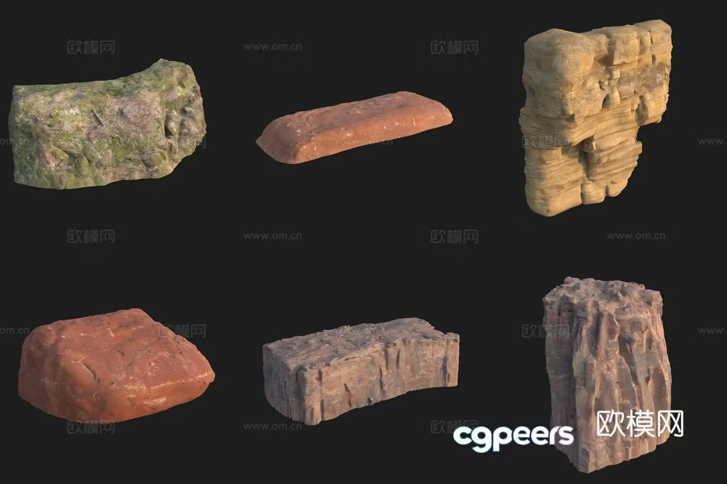 Cliff moss stone rock boulder 3d model