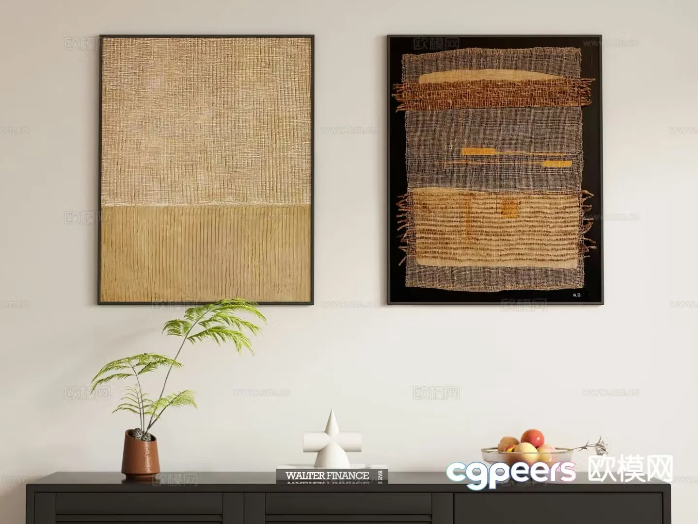 Medieval style decorative painting hanging painting 3d model