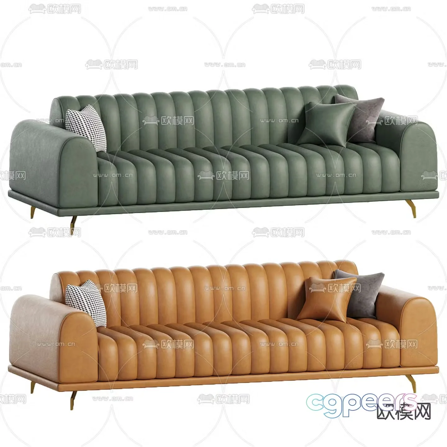Leather sofa multi-person sofa 3d model