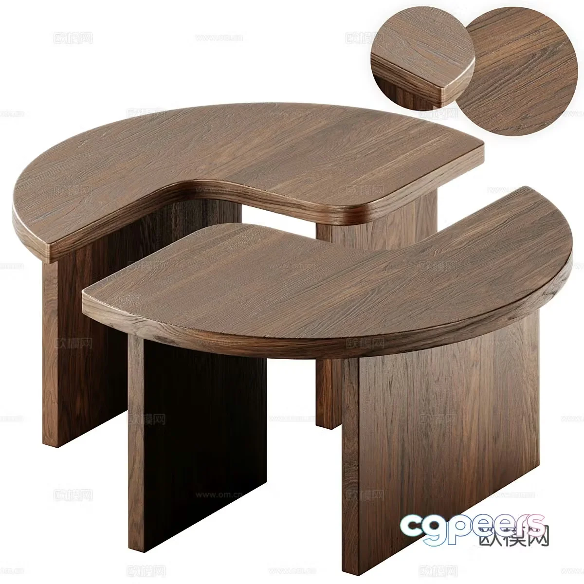 Modern Italian solid wood coffee table 3D model