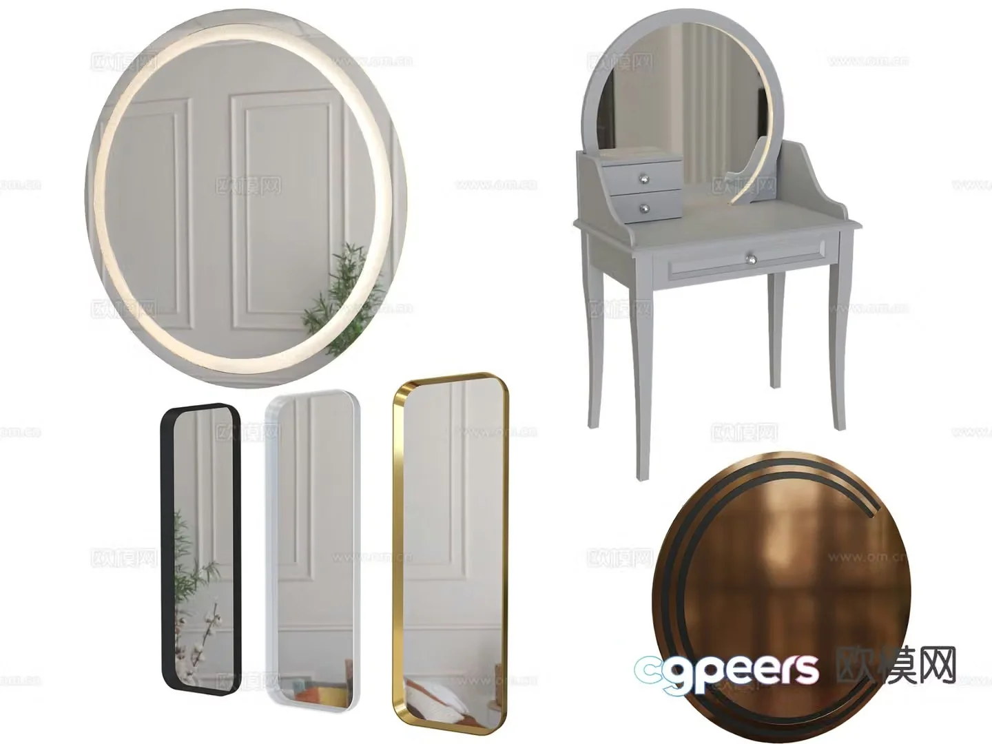 Window mirror floor mirror cosmetic mirror bathroom mirror dressing table 3D model