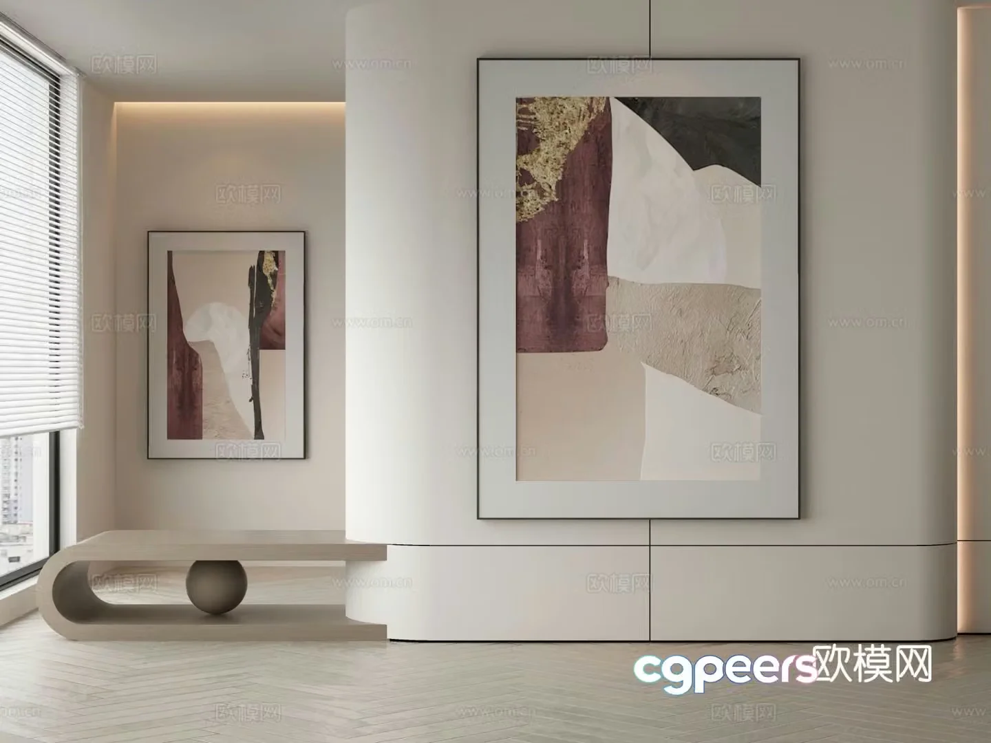 Modern texture painting decorative painting 3d model