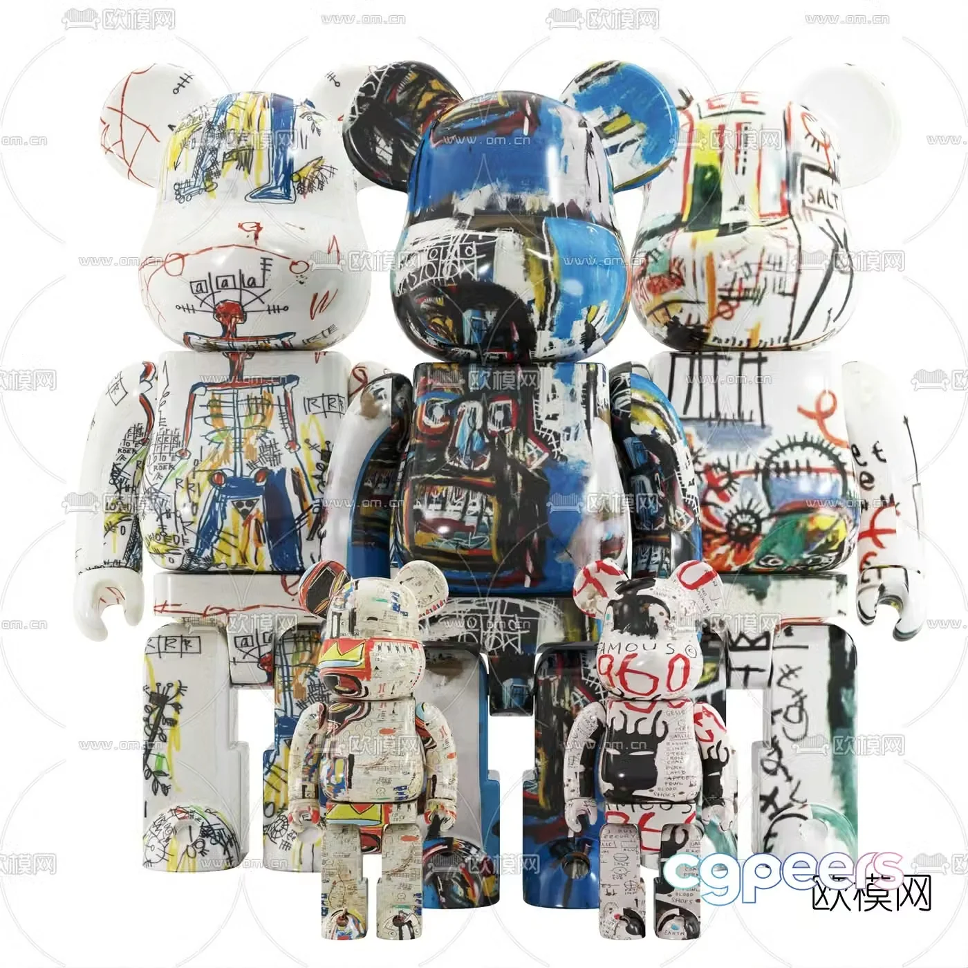 Modern graffiti violent bear doll ornaments 3d model