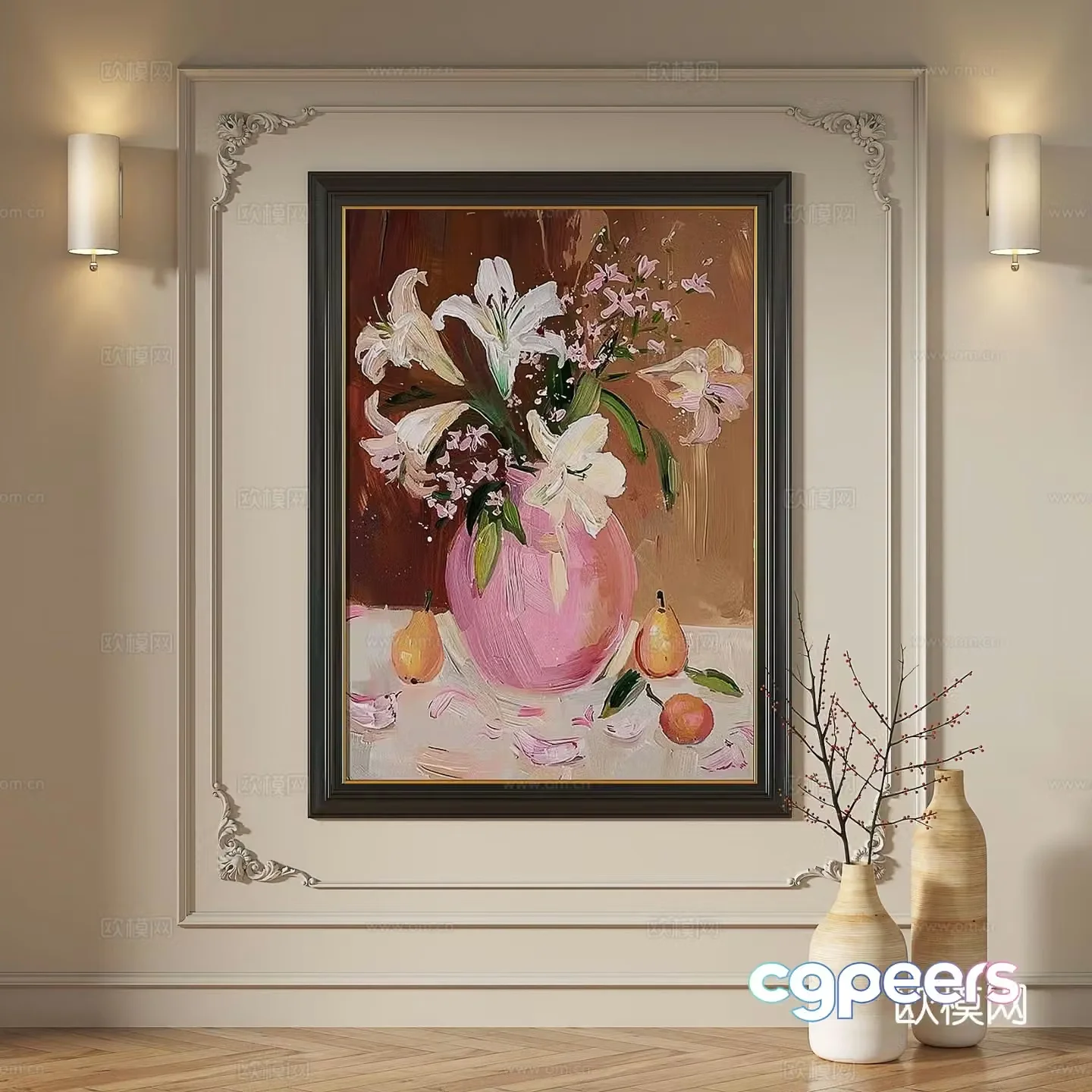 French hanging paintings retro oil paintings European murals classical decorative paintings abstract paintings decorative paintings 3D model