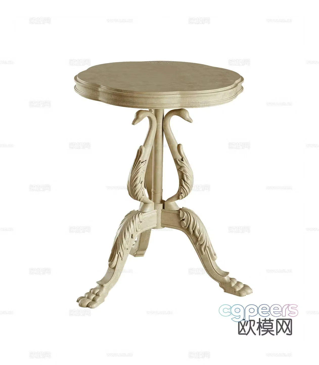 French round table corner table 3D model