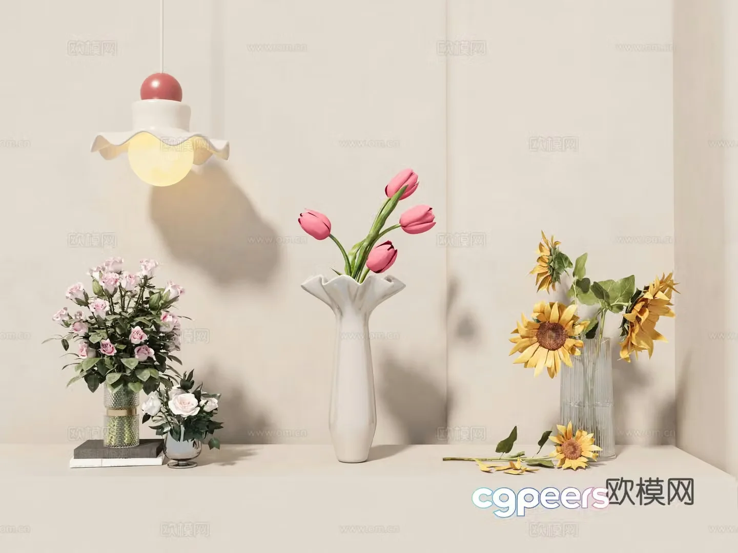 Vase Flower Art Flower Arrangement 3D Model