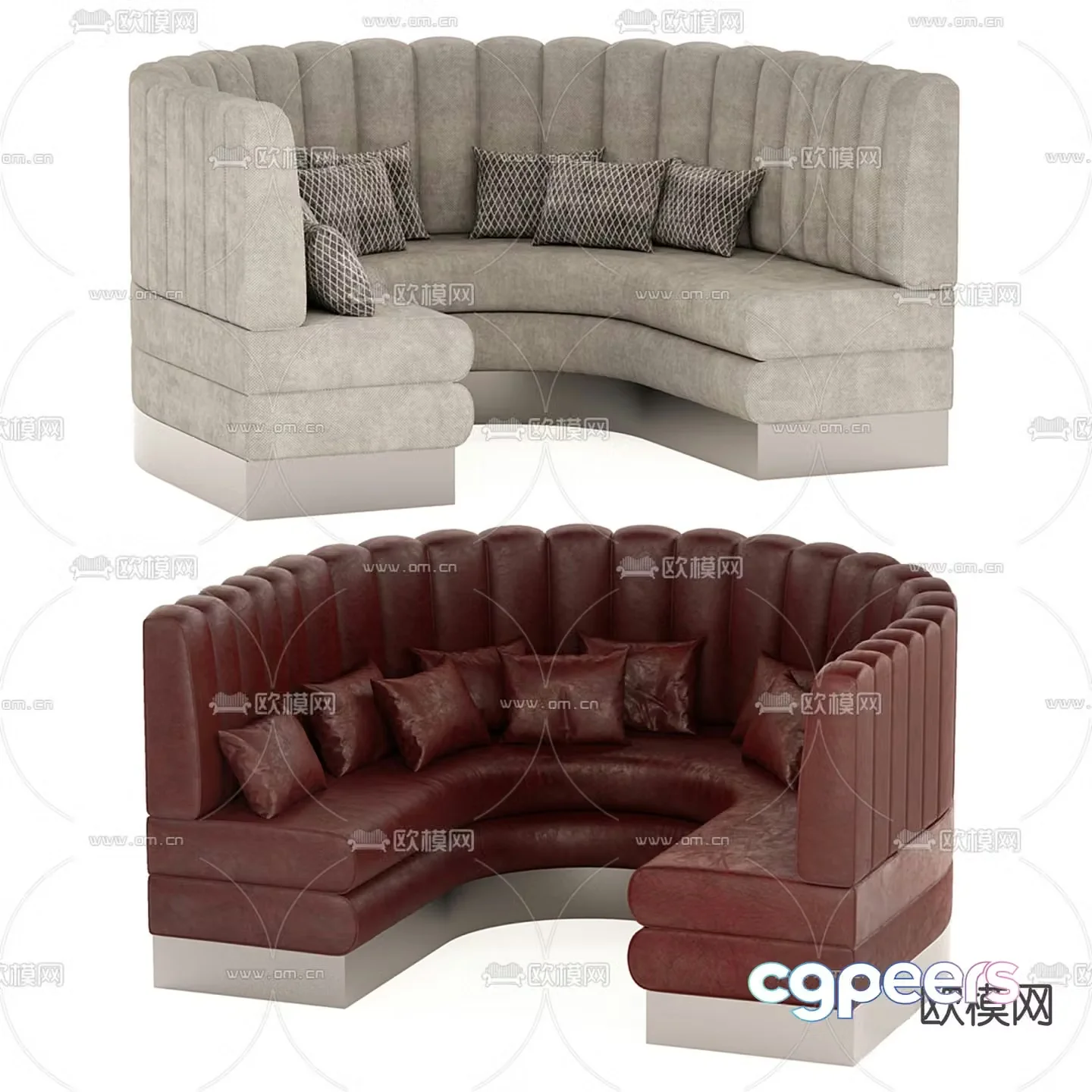 Curved sofa booth sofa 3d model