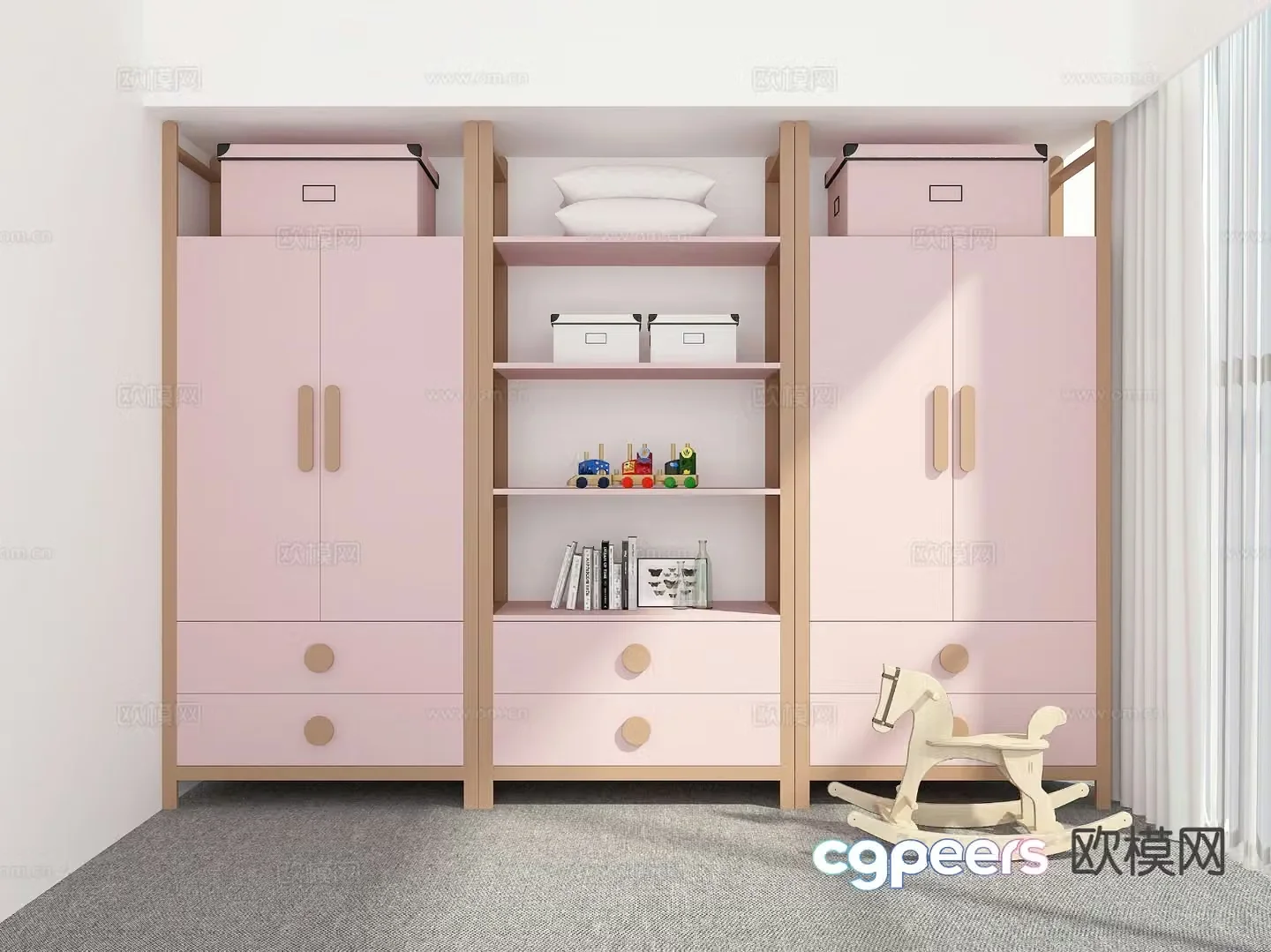 Children’s wardrobe storage cabinet 3d model