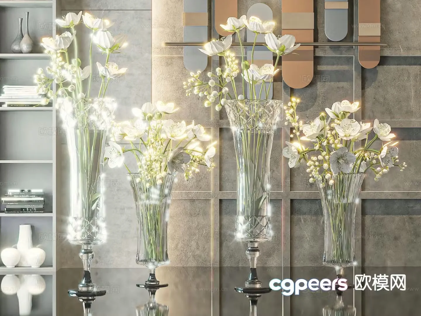 modern vase floral arrangement flower arrangement flowers 3d model