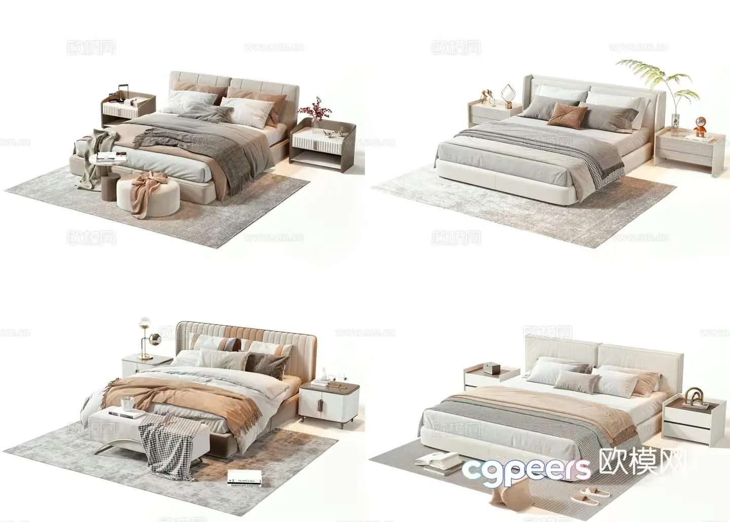 Modern double bed 3d model