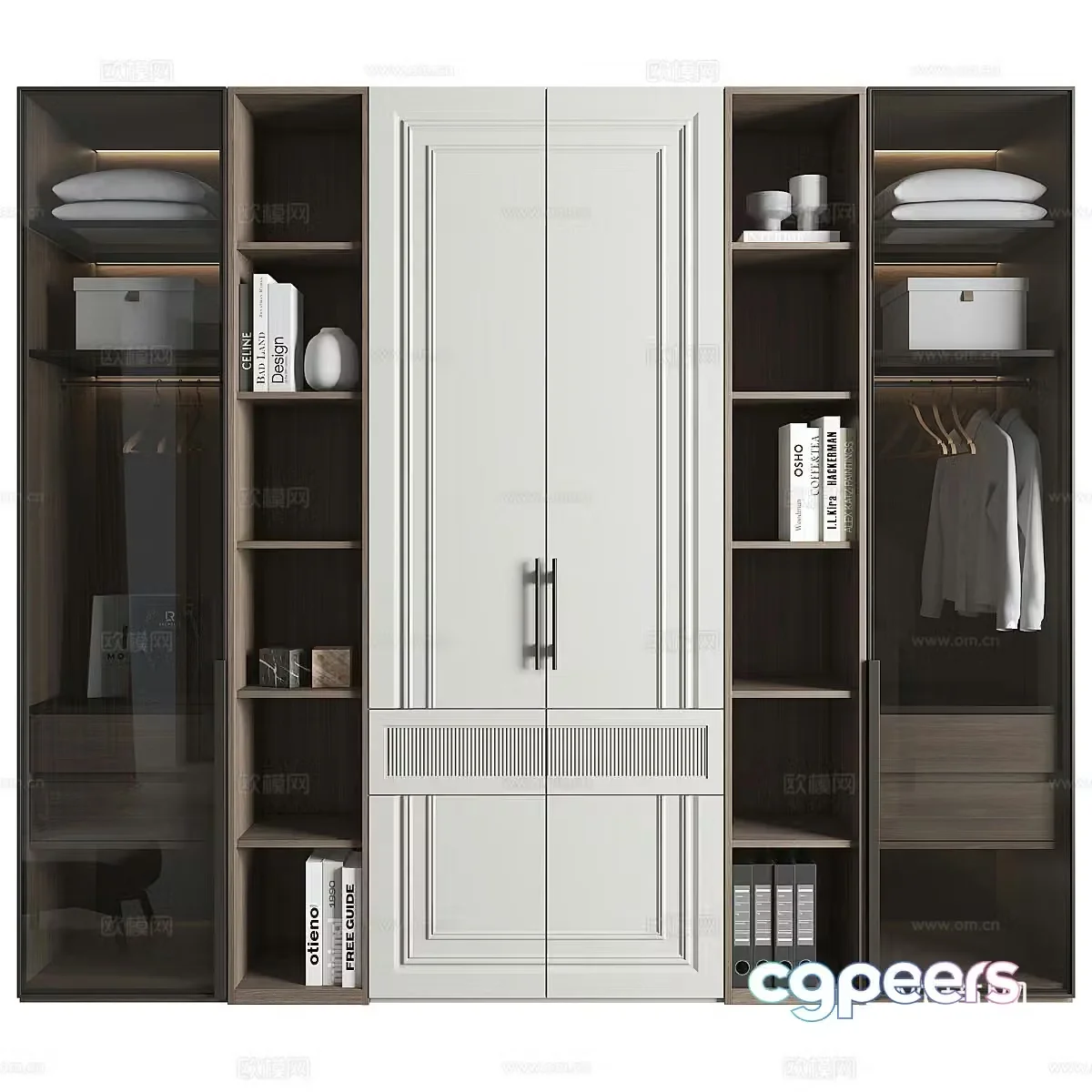Modern Italian light luxury wardrobe 3D model