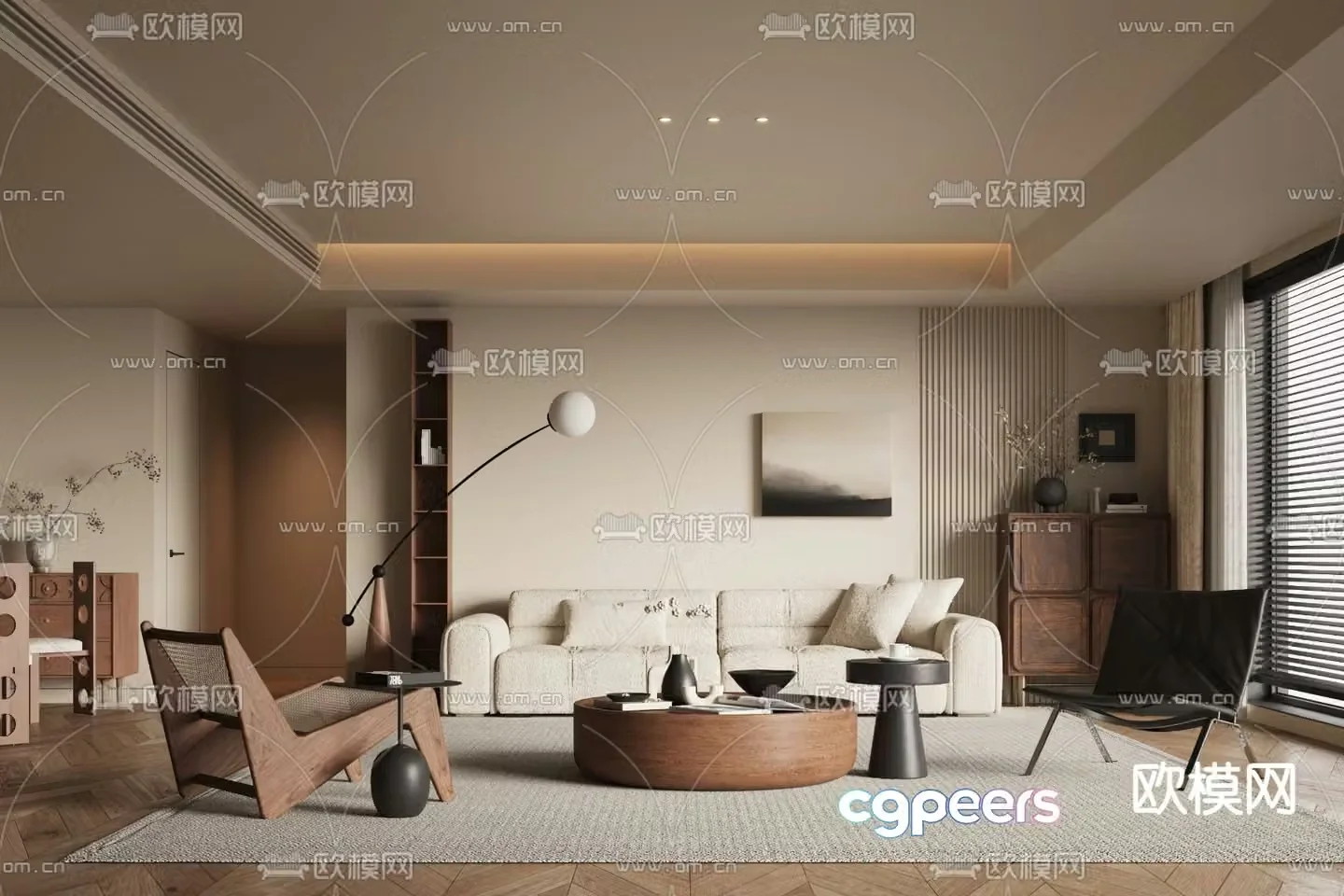 Middle-aged living room 3d model