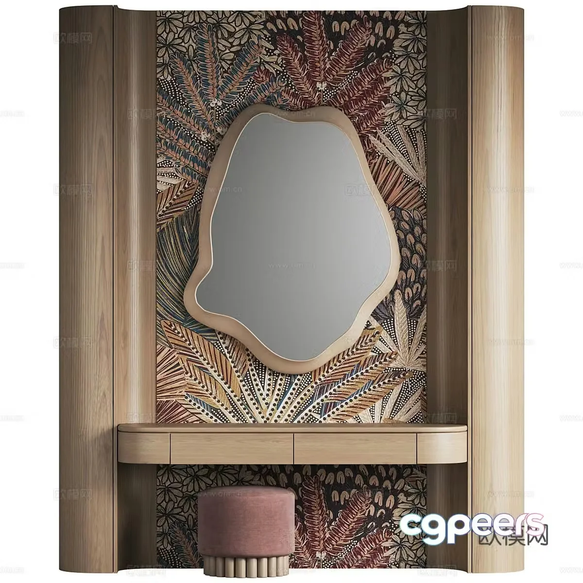New Chinese style light luxury dressing table 3D model