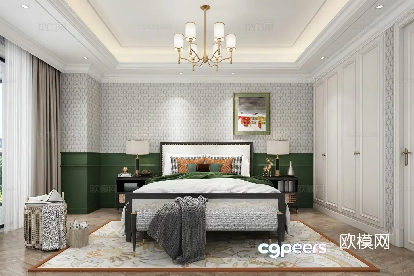 American medieval bedroom 3D model