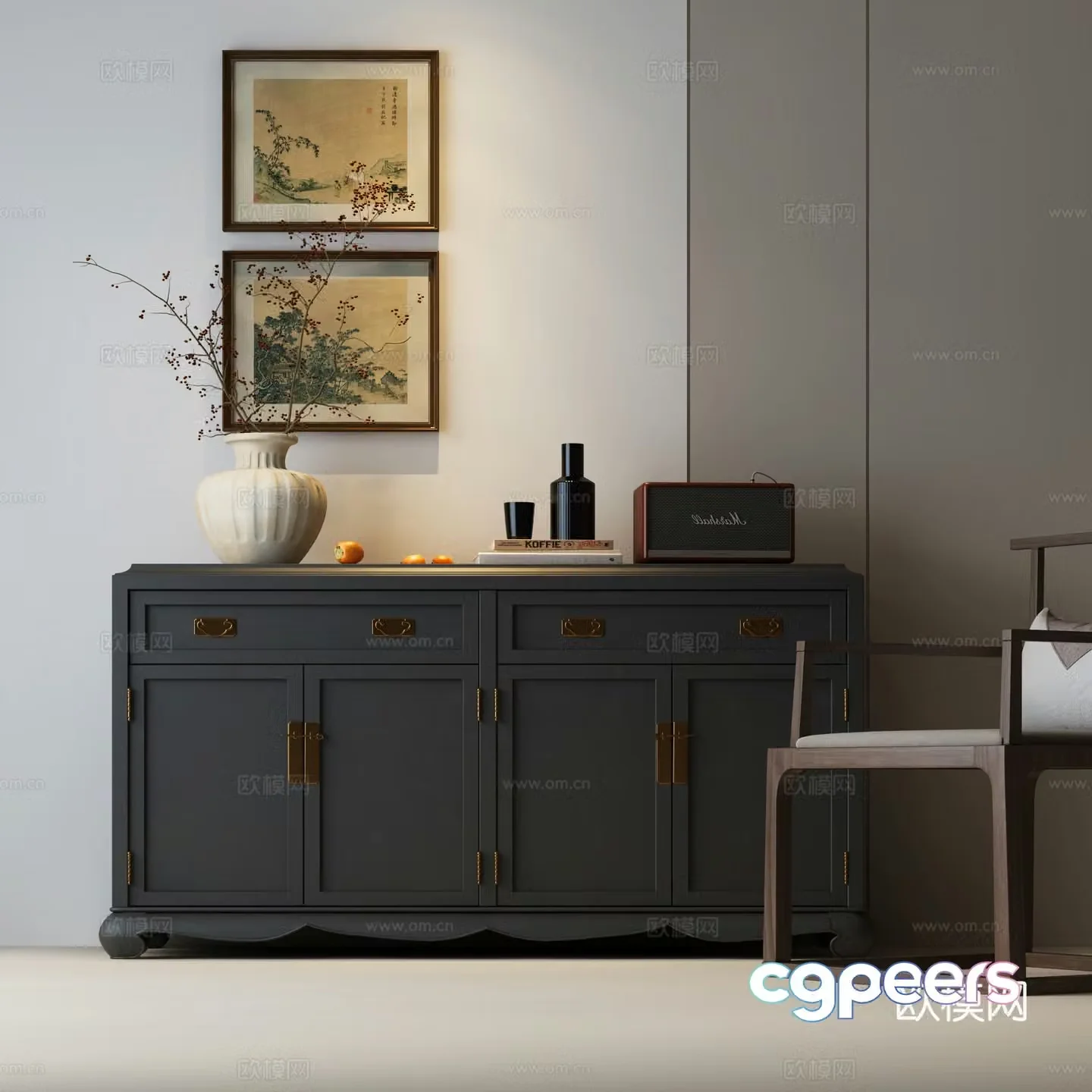 New Chinese style entrance cabinet Song family entrance cabinet Song family side cabinet Song family chest cabinet 3D model