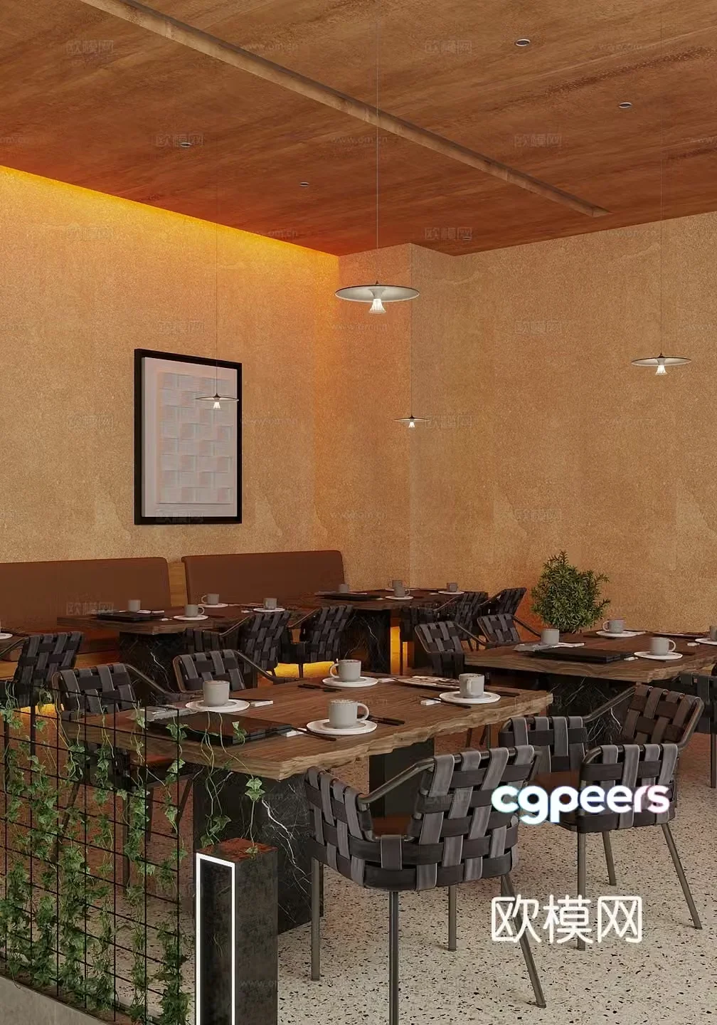 Industrial style western restaurant 3D model