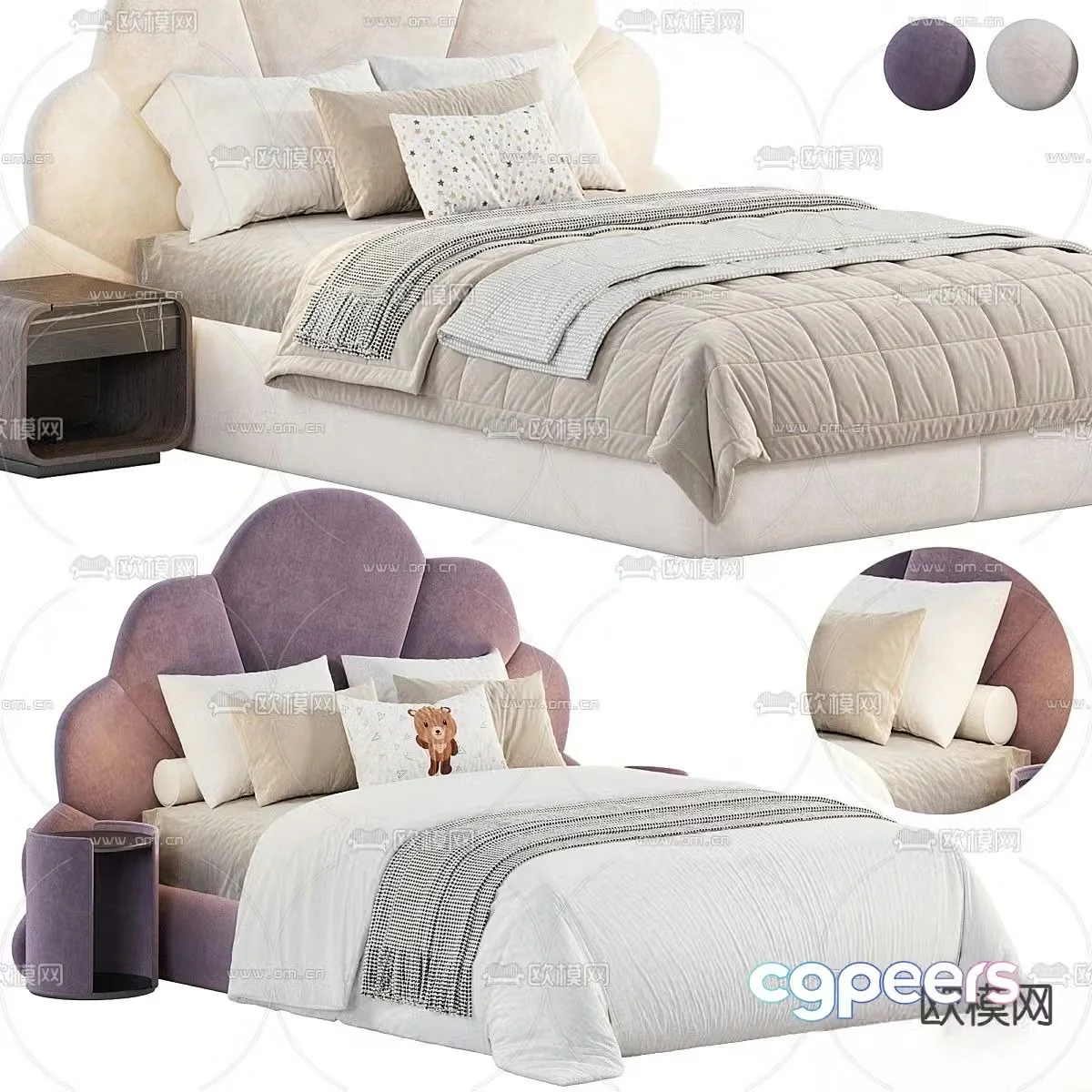 Modern double bed 3d model