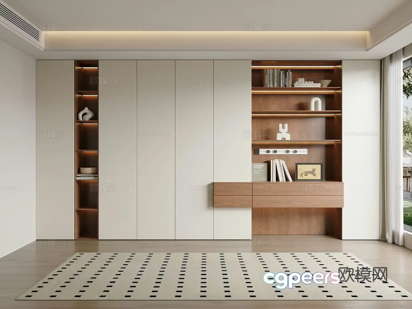 Modern medieval style bookcase 3d model