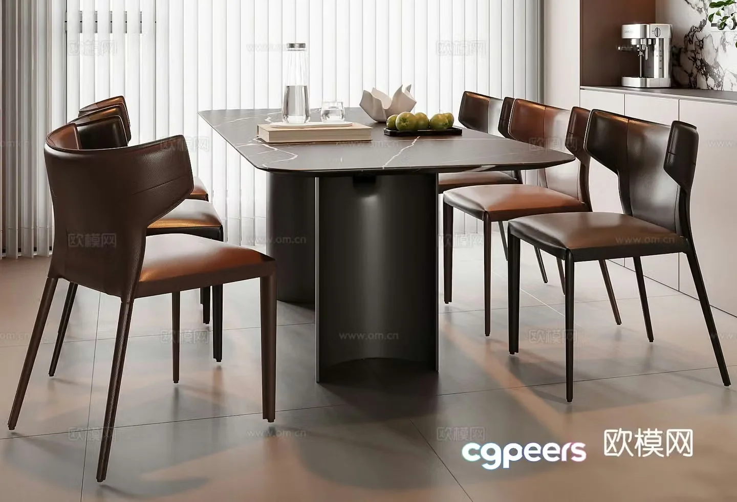 Italian dining table and chairs 3d model