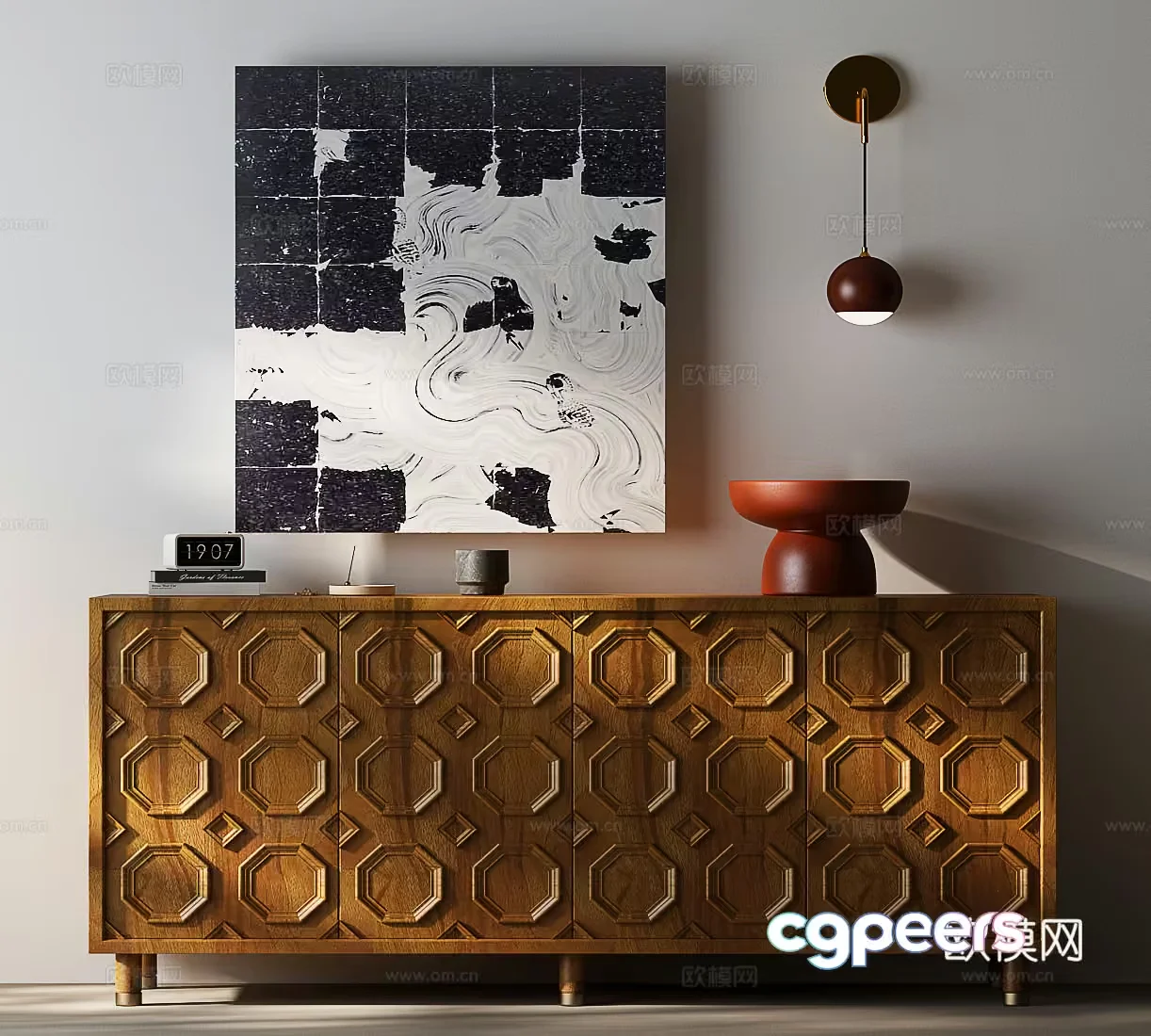 Modern Wooden Sideboard 3D Model – 1003 – VRAY Render