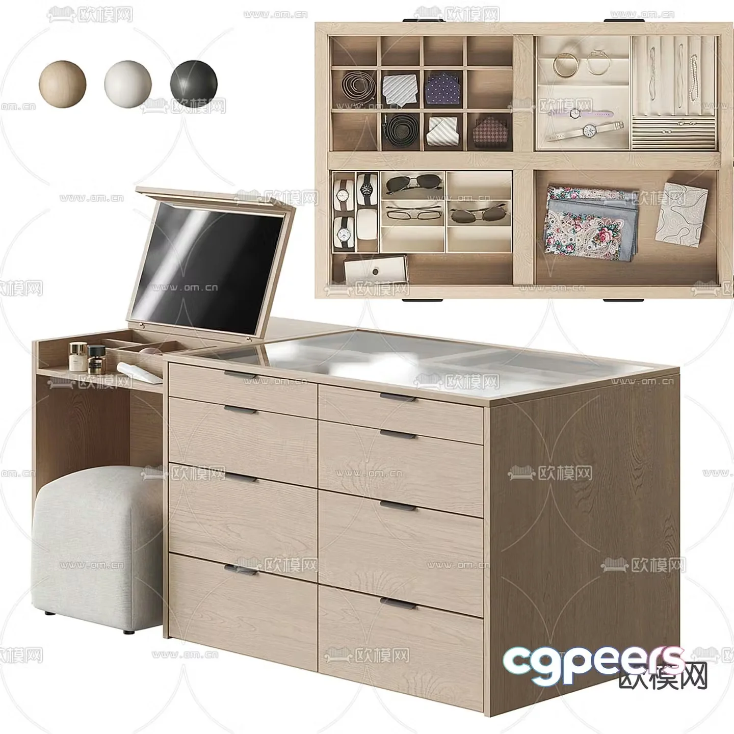 Cloakroom island cabinet jewelry cabinet 3D model