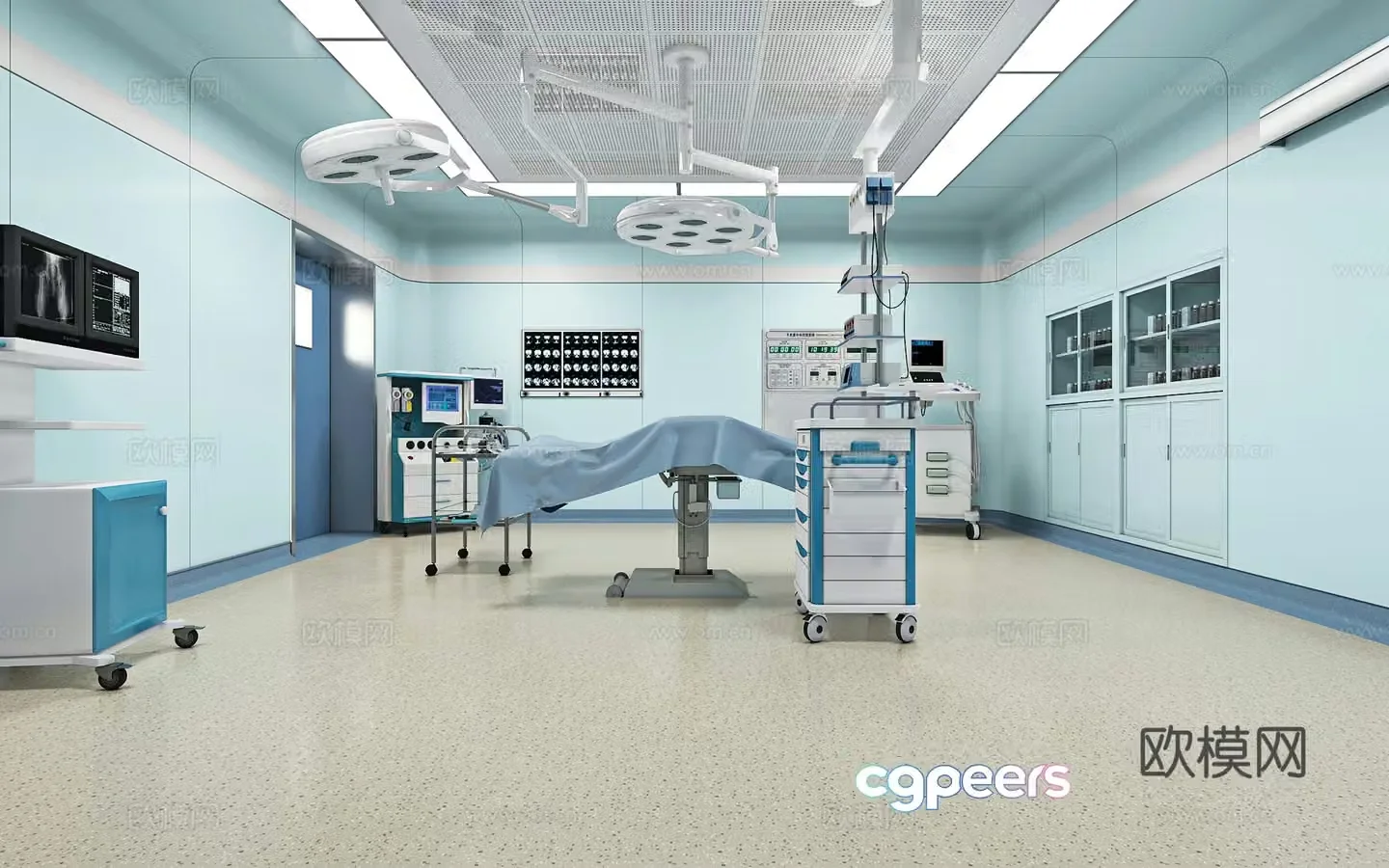Modern operating room hospital 3d model