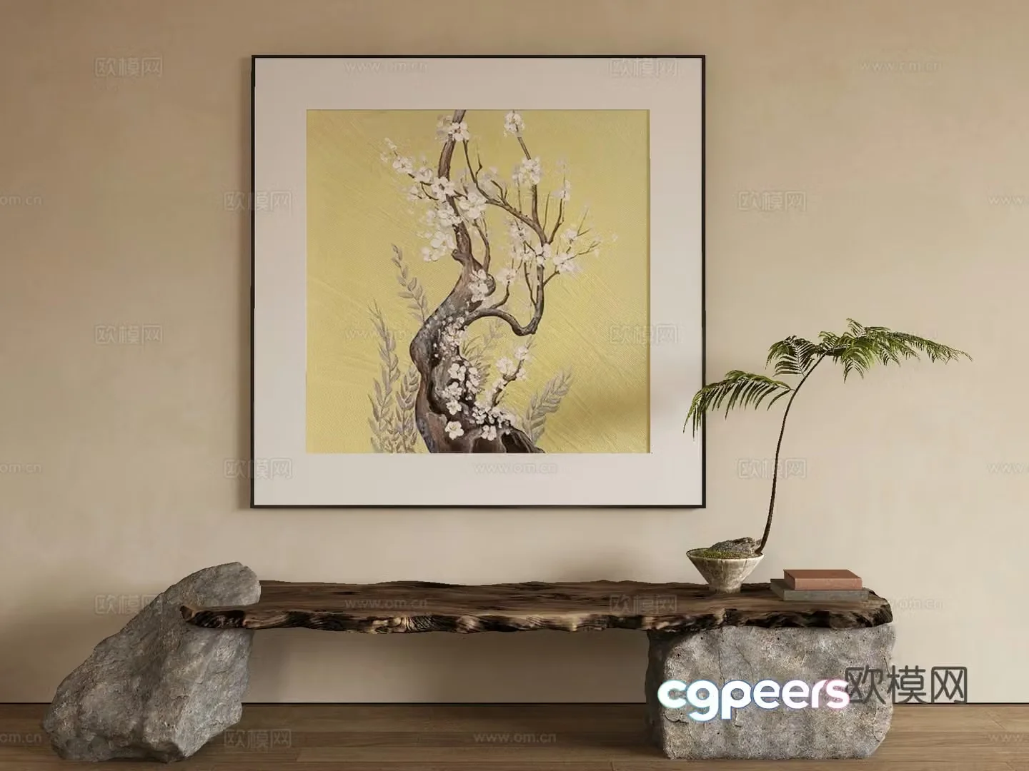 New Chinese style flower painting decorative painting 3d model